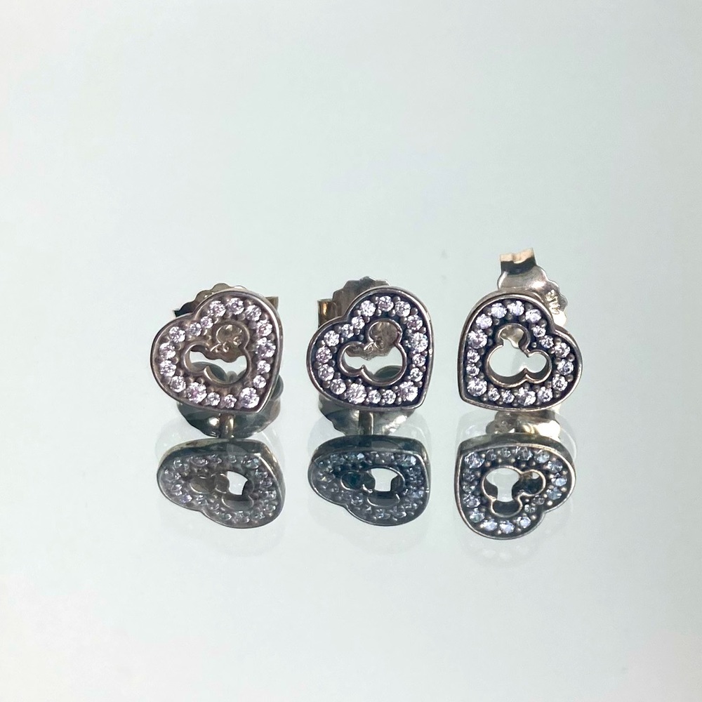 Pandora Mickey heart earrings